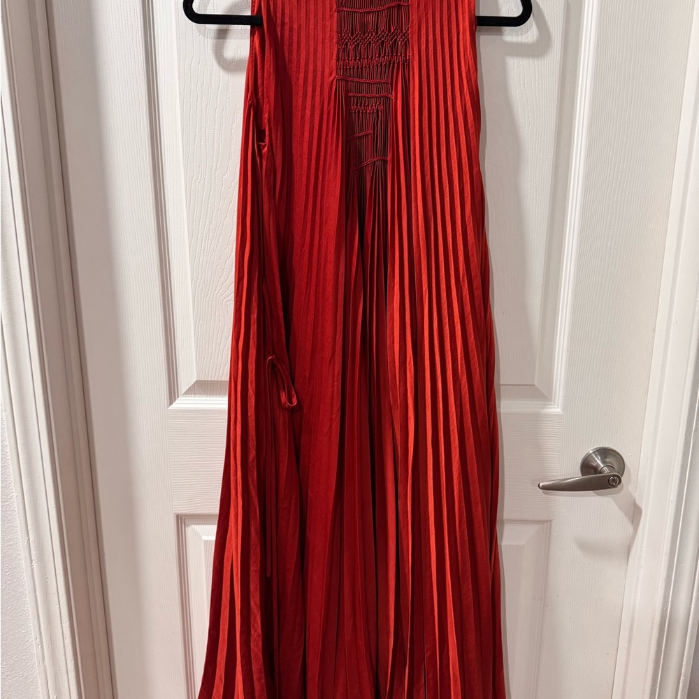 Vince Red Pleated Maxi Dress